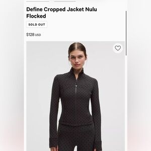 Black Lululemon defined cropped nulu jacket Polka Dot floc Zip-Up Jacket